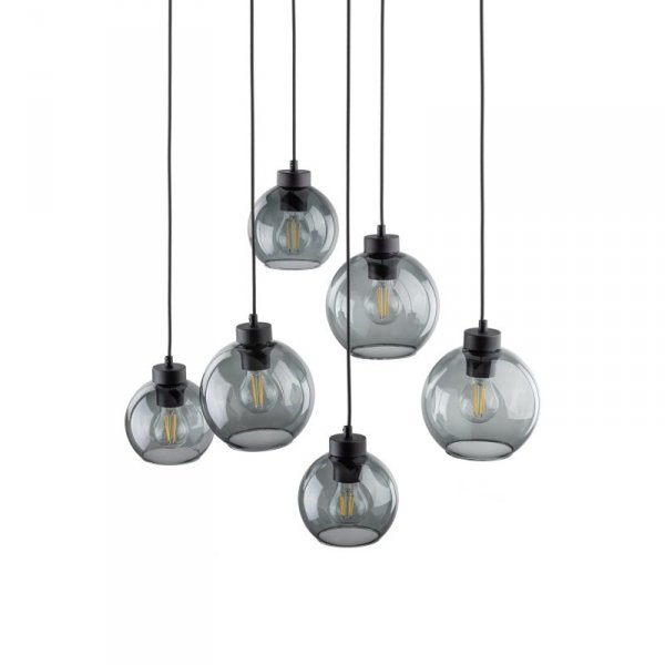 TK LIGHTING CUBUS 2833 LAMPA WISZĄCA CZARNA SZKLANE KLOSZE KULE GRAFITOWE