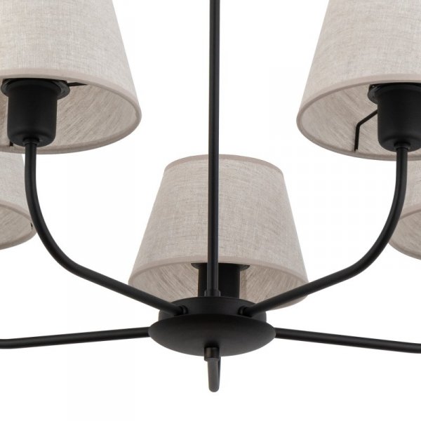 TK LIGHTING CHICAGO LINEN 3989 LAMPA SUFITOWA ŻYRANDOL CZARNY Z LNIANYMI ABAŻURAMI NATURAL EKO