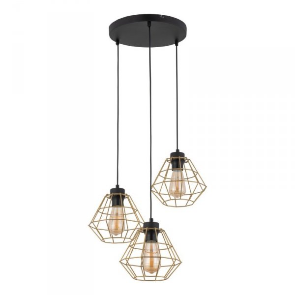 TK LIGHTING DIAMOND GOLD 4451 LAMPA WISZĄCA NA KOLE POTRÓJNA CZARNO ZŁOTA DRUCIANA
