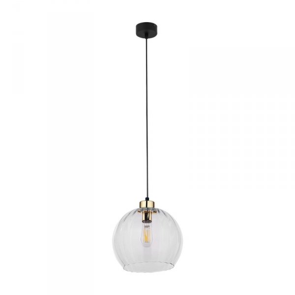 TK LIGHTING DEVI TRANSPARENT 4578 LAMPA WISZĄCA SZKLANA KULA TRANSPARENTNA CZARNO ZŁOTA 25CM