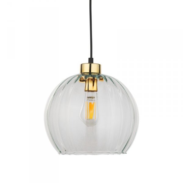 TK LIGHTING DEVI TRANSPARENT 4578 LAMPA WISZĄCA SZKLANA KULA TRANSPARENTNA CZARNO ZŁOTA 25CM