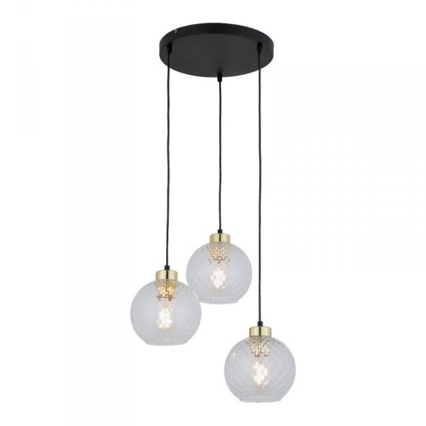 TK LIGHTING DEVON 4586 LAMPA WISZĄCA NA KOLE CZARNO ZŁOTA SZKLANE KLOSZE