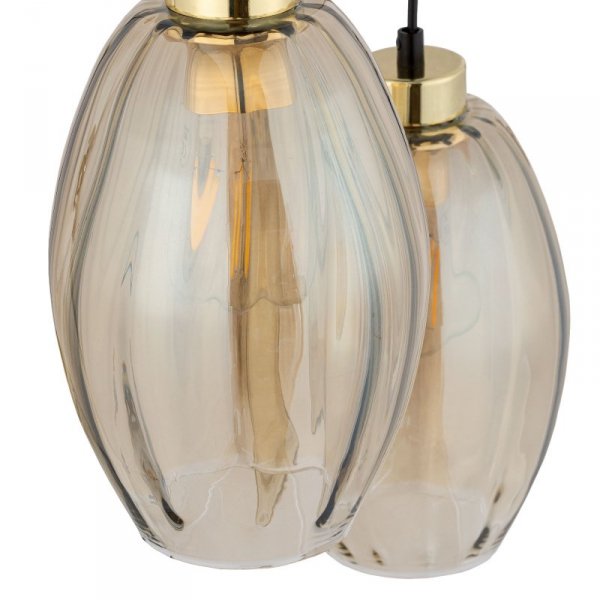 TK LIGHTING SEBO 4634 LAMPA WISZĄCA NA KOLE CZARNO ZŁOTA BURSZTYNOWE KLOSZE