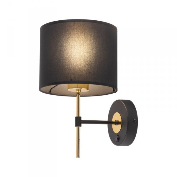 TK LIGHTING LORD 4672 KINKIET CZARNO ZŁOTY Z ABAŻUREM KLASYCZNY