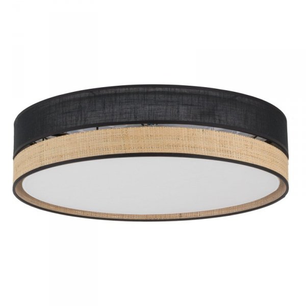TK LIGHTING 4763 PAGLIA NEW BLACK LAMPA SUFITOWA PLAFON 45CM CZARNY NATURAL RATTAN