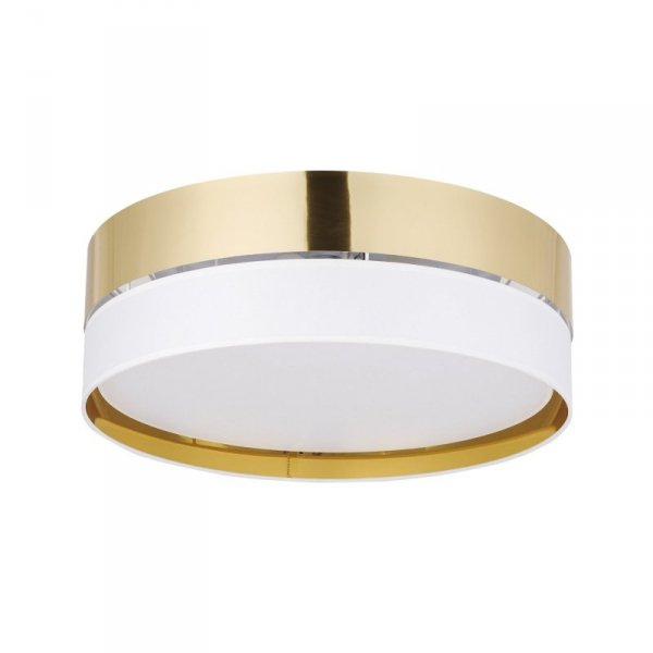 TK LIGHTING HILTON WHITE/GOLD 4772 LAMPA SUFITOWA PLAFON BIAŁO ZŁOTY ABAŻUR DUŻY 45CM DO SALONU SYPIALNI