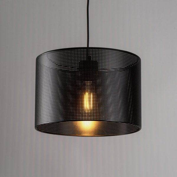 TK LIGHTING MORENO 4991 LAMPA WISZACA CZARNA Z ABAŻUREM 30CM