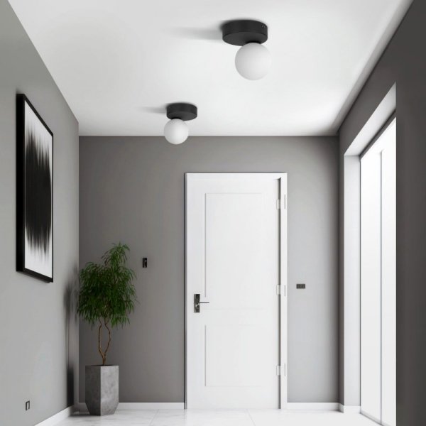 TK LIGHTING BIANCA BLACK 5681 LAMPA SUFITOWA PLAFON CZARNY SZKLANA KULA MLECZNA BIAŁA