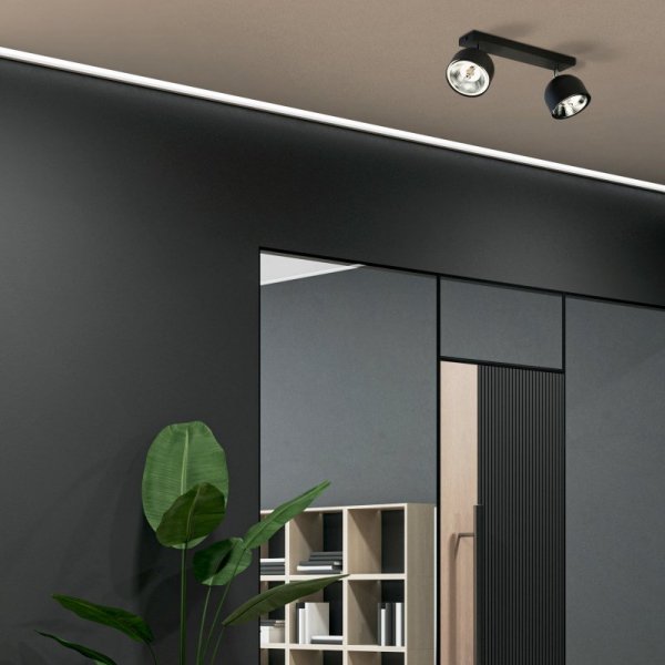 TK LIGHTING ALTEA BLACK LAMPA SUFITOWA 2 PŁ + ŻARÓWKI