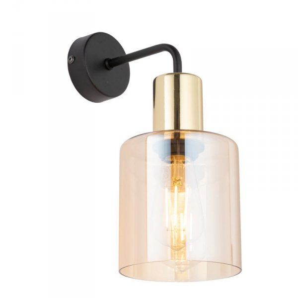 TK LIGHTING SIERRA GOLD 6664 KINKIET CZARNO ZŁOTY KLOSZ BURSZTYNOWY