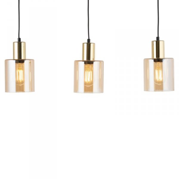 TK LIGHTING SIERRA GOLD 6666 LAMPA WISZĄCA CZARNO ZŁOTA BURSZTYNOWE KLOSZE