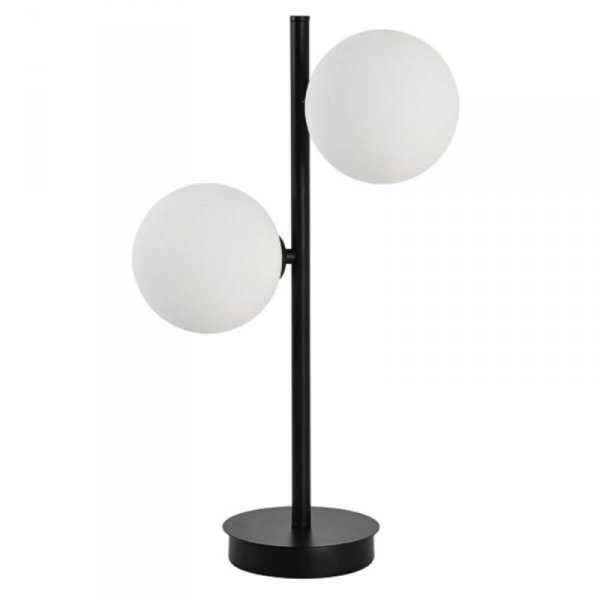 LIGHT PRESTIGE DORADO LP-002/2T BK LAMPKA STOŁOWA NOCNA CZARNA KLOSZE KULE BIAŁE