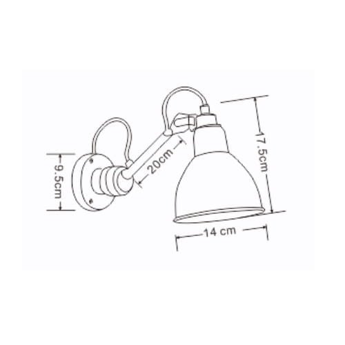 KINKIET CZARNY NA WYSĘGNIKU INDUSTRIALNY METALOWY LIGHT PRESTIGE TOGO  LP-011/1W BK