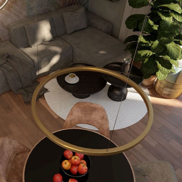 LIGHT PRESTIGE MIDWAY LP-033/1P L GD LAMPA WISZĄCA ZŁOTA BŁYSZCZĄCA RING KOŁO OBRĘCZ DUŻA 80CM