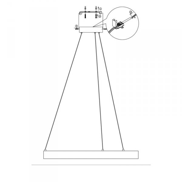 LIGHT PRESTIGE MIDWAY LP-033/1P S BK TRIANGLE LAMPA WISZĄCA CZARNA MATOWA RING KOŁO OBRĘCZ DUŻA 60CM