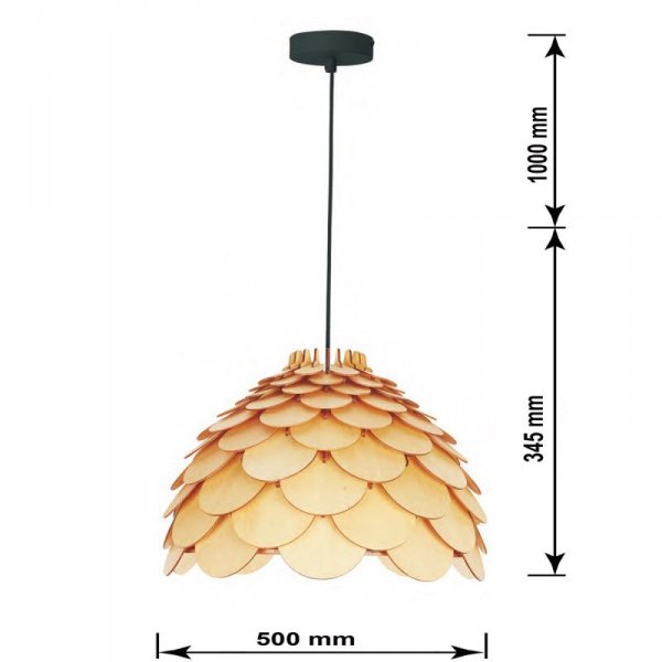 LAMPA WISZĄCA DREWNIANA DUŻA 50CM DEKORACYJNA NAD STÓŁ LIGHT PRESTIGE BURGO  LP-101335/1P L