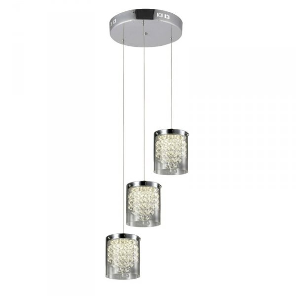 LAMPA WISZĄCA NA KOLE SZKLANA Z KRYSZTAŁKAMI GLAMOUR NOWOCZESNA CHROM LIGHT PRESTIGE CANTOS  LP-1114/3C