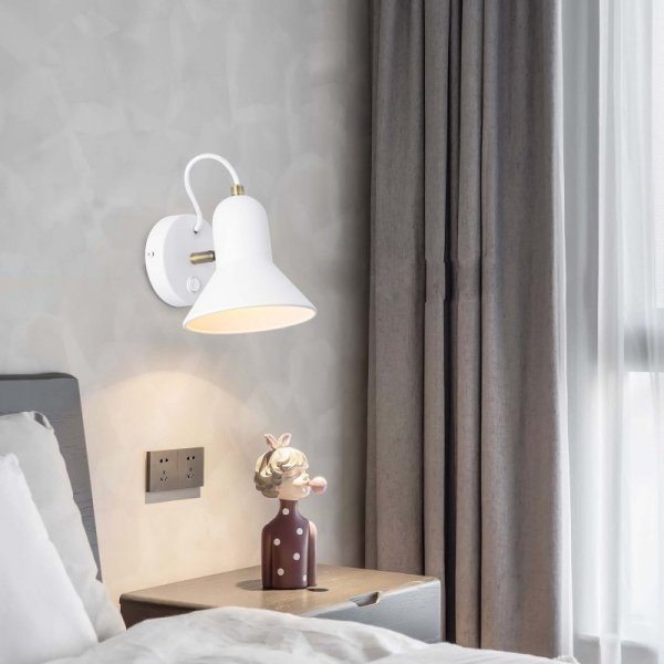 KINKIET BIAŁY Z WŁĄCZNIKIEM NOWOCZESNY METALOWY DO SYPIALNI SALONU LIGHT PRESTIGE ASTAMA LP-1122/1W WH