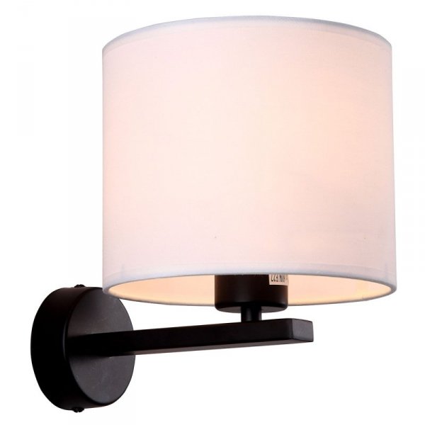 KINKIET CZARNY Z BIAŁYM ABAŻUREM KLASYCZNY DO SALONU SYPIALNI POKOJU LIGHT PRESTIGE CECINA  LP-114/1W WH