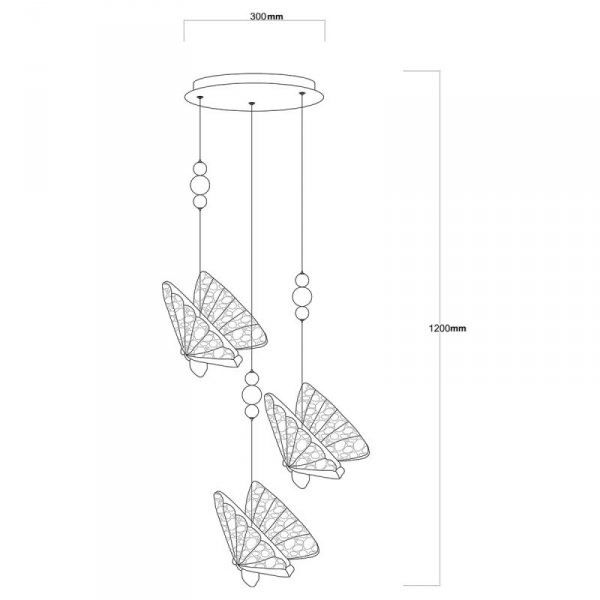 LIGHT PRESTIGE LAMPA WISZĄCA CHROM MOTYLE WAŻKI LED NOWOCZESNA LP-1715/3P CH