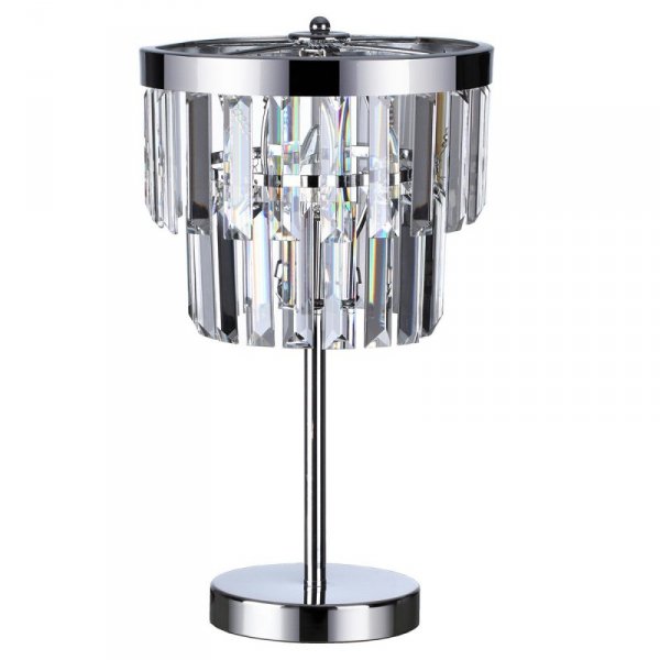 LAMPA STOŁOWA GLAMOUR SZKLANA Z KRYSZTAŁKAMI CHROM LIGHT PRESTIGE VETRO LP-2910/1T