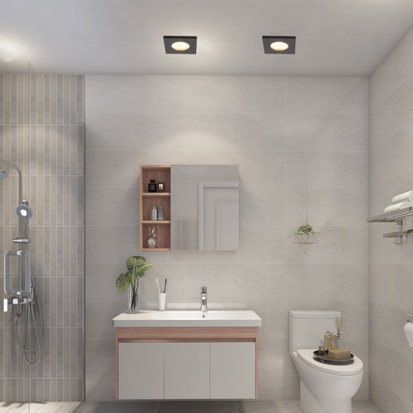 OPRAWKA HALOGENOWA WPUSZCZANA OCZKO KWADRATOWE HERMETYCZNE CZARNE DO ŁAZIENKI LIGHT PRESTIGE LAGOS IP65  LP-440/1RS BK square