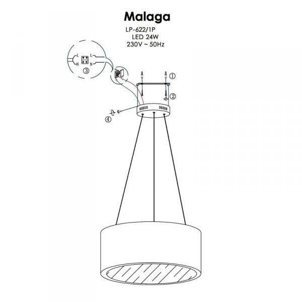 LAMPA WISZĄCA LED KOŁO OBRĘCZ RING SZARA 45CM DO SALONU KUCHNI NAD STÓŁ BARWA CIEPŁA 3000K LIGHT PRESTIGE MALAGA LP-622/1P