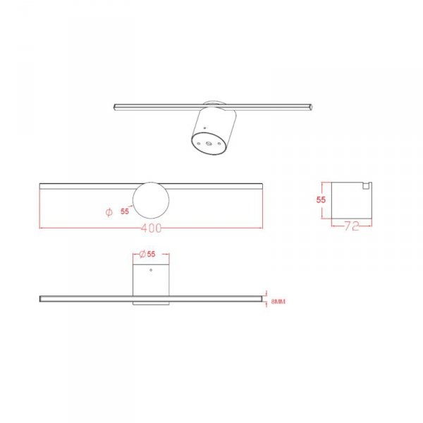 KINKIET LED ZŁOTY NAD LUSTRO 40CM DO ŁAZIENKI IP44 HERMETYCZNY LIGHT PRESTIGE MODERN SLIM IP44 LP-777/1W M GD