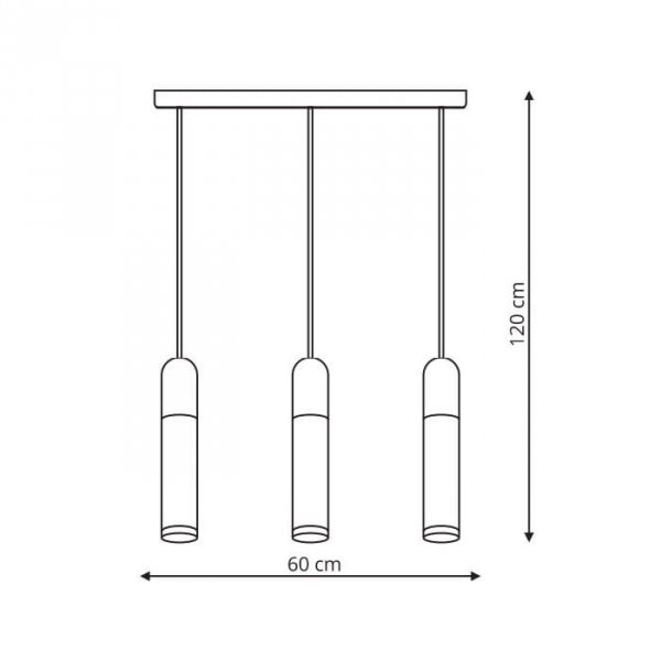 LAMPA WISZĄCA CZARNA NAD STÓŁ DO KUCHNI JADALNI TUBY CZARNE LIGHT PRESTIGE FANO  LP-8012/3P