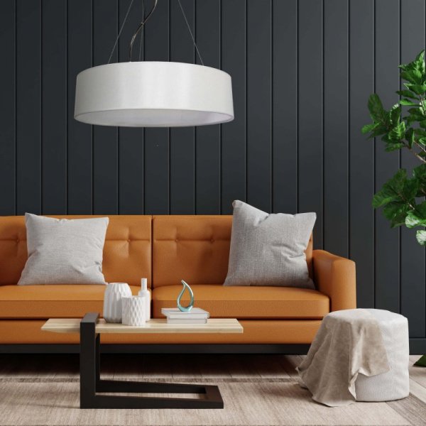 LAMPA WISZĄCA BIAŁA Z ABAŻUREM DO SALONU SYPIALNI LIGHT PRESTIGE DELOS  LP-8144/1P WH