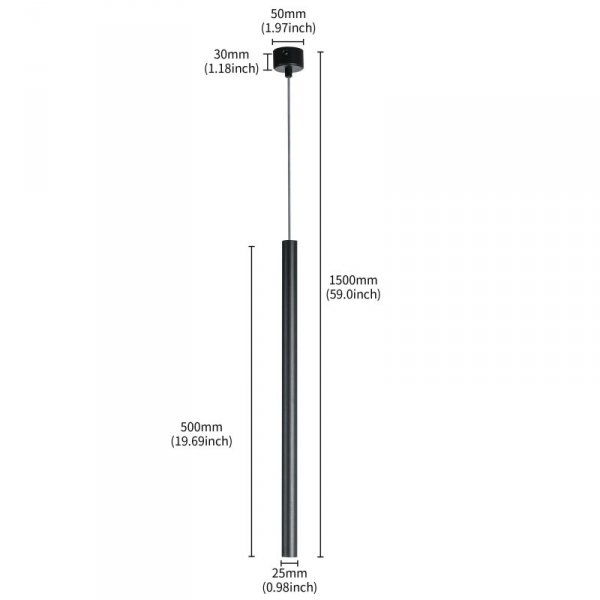 LAMPA WISZĄCA CZARNA DŁUGA TUBA NAD STÓŁ BAR WYSPĘ NOWOCZESNA MINIMALISTYCZNA DO JADALNI KUCHNI LIGHT PRESTIGE LUNGO LP-894/1P BK