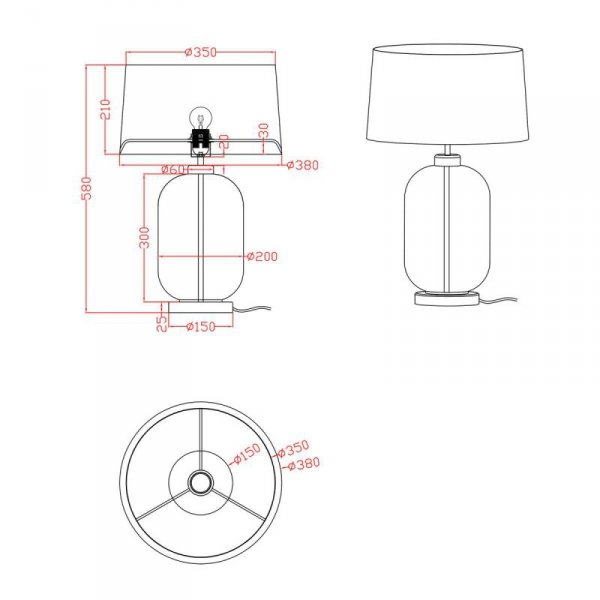 LAMPA STOŁOWA SZKLANA NIEBIESKA Z BIAŁYM ABAŻUREM LIGHT PRESTIGE AMUR  LP-919/1T