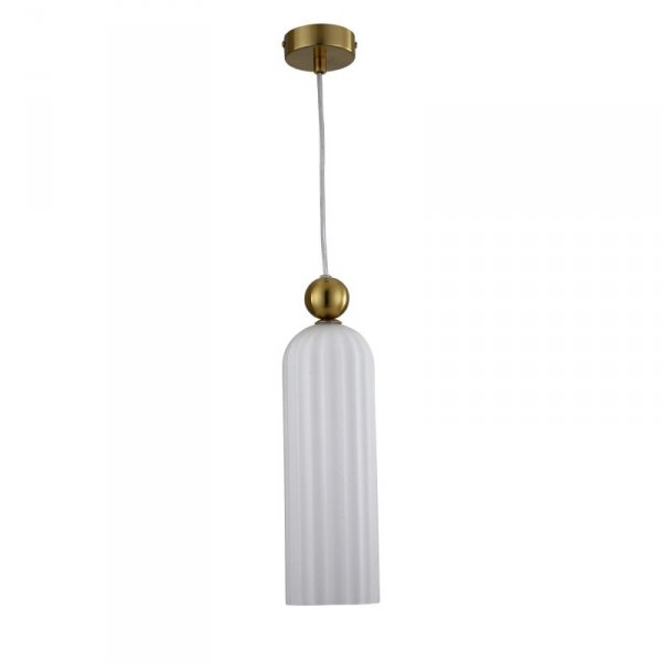 LAMPA WISZĄCA ZŁOTA Z BIAŁYM KLOSZEM GLAMOUR DO SALONU SYPIALNI JADALNI LIGHT PRESTIGE PIEGA LP-939/1P white