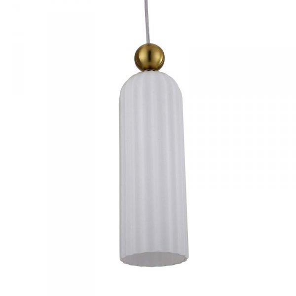LAMPA WISZĄCA ZŁOTA Z BIAŁYM KLOSZEM GLAMOUR DO SALONU SYPIALNI JADALNI LIGHT PRESTIGE PIEGA LP-939/1P white