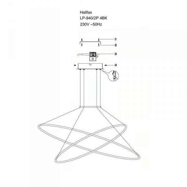LIGHT PRESTIGE HALIFAX LP-940/2P 4BK 4000K LAMPA WISZĄCA RINGI CZARNE OBRĘCZE KOŁA LED CZARNE