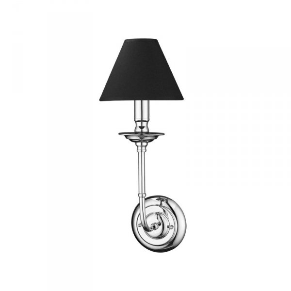 KINKIET GLAMOUR CHROM SREBRNY Z CZARNYM ABAŻUREM SO SALONU SYPIALNI LIGHT PRESTIGE LP-979/1W