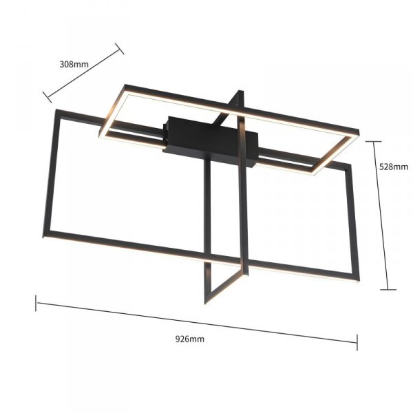 LAMPA SUFITOWA CZARNA LED NOWOCZESNA KWADRATY PROSTOKĄTY GEOMETRYCZNA DO SALONU KUCHNI POKOJU LIGHT PRESTIGE FRAME LP-980/3D3 BK