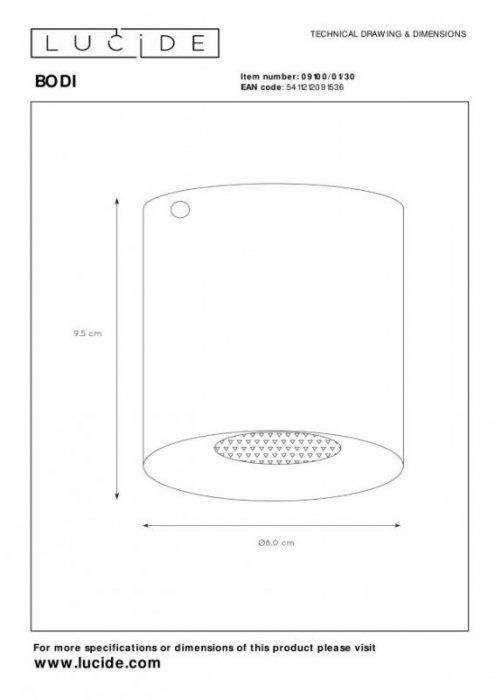 LAMPA SUFITOWA PLAFON SPOT OPRAWA ARCHITEKTONICZNA LUCIDE BODI 09100/01/30