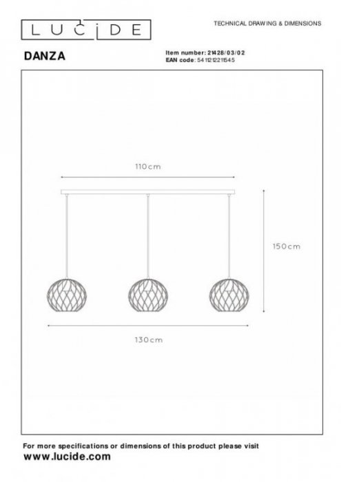 LAMPA CZARNO ZŁOTA METALOWA DRUCIANA LUCIDE DANZA 21428/03/02
