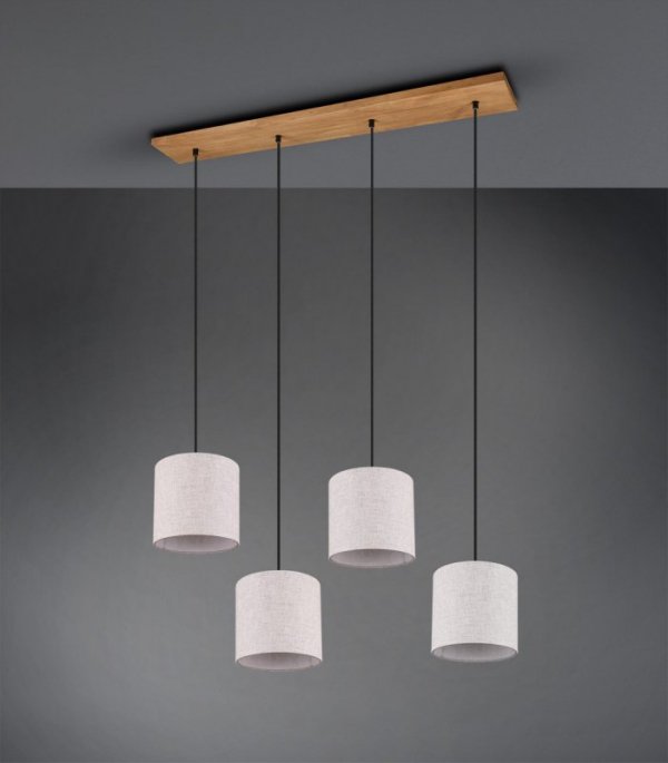 LAMPA WISZĄCA BEŻOWE ABAŻURY Z DREWNEM W STYLU BOHO SKANDYNAWSKIM DO SALONU SYPIALNI  NAD STÓŁ ELMAU 302100430 TRIO