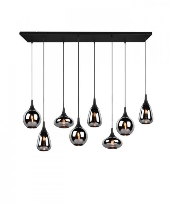 LAMPA WISZĄCA CZARNA SZKLANA NAD STÓŁ Z RÓŻNYMI KLOSZAMI SZKŁO CHROMOWANE NOWOCZESNA DO SALONU JADALNI NAD STÓŁ LUMINA  317000832 TRIO