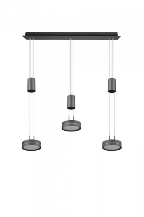 LAMPA WISZĄCA LED ANTRACYT GRAFITOWA NAD STÓŁ DO SALONU JADALNI KUCHNI NOWOCZESNA POTRÓJNA Z REGULOWANĄ WYSOKOŚCIĄ 9W LED 3000K BARWA CIEPŁA FRANKLIN 326510342 TRIO
