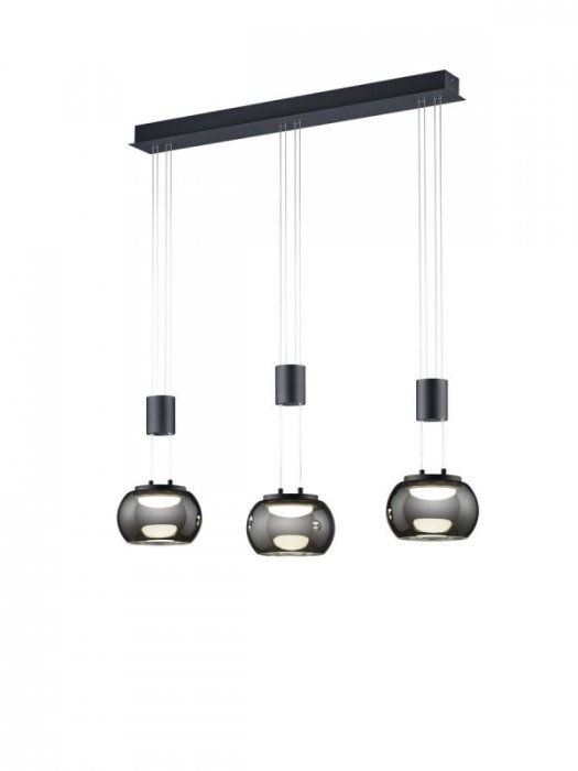 LAMPA WISZĄCA LED NAD STÓŁ DO KUCHNI JADALNI Z REGULOWANĄ WYSOKOŚCIĄ GRAFITOWE KLOSZE BARWA CIEPŁA MADISON 342010332 TRIO