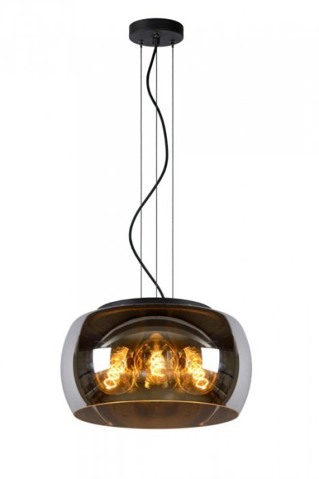LAMPA WISZĄCA SZKLANA GLAMOUR DYMIONY SZKLANY KLOSZ GRAFITOWY LUCIDE OLIVIA 45401/40/65