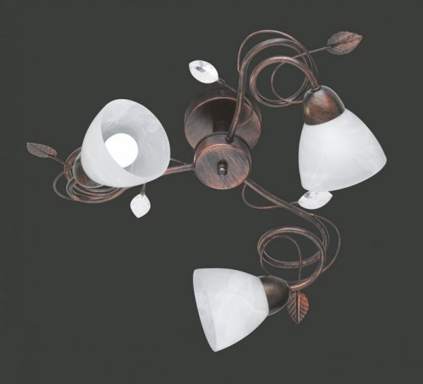 LAMPA SUFITOWA PLAFON KLASYCZNA RUSTYKALNA BRĄZ RDZAWY DO SALONU SYPIALNI TRADITIO 600700328 TRIO