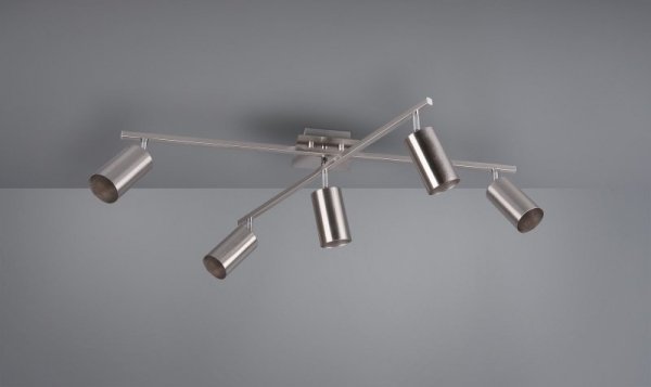 LAMPA SUFITOWA PLAFON REGULOWANY REFLEKTORKI SREBRNY MATOWY NIIKIEL DO SALONU SYPIALNI KUCHNI MARLEY 612400507 TRIO