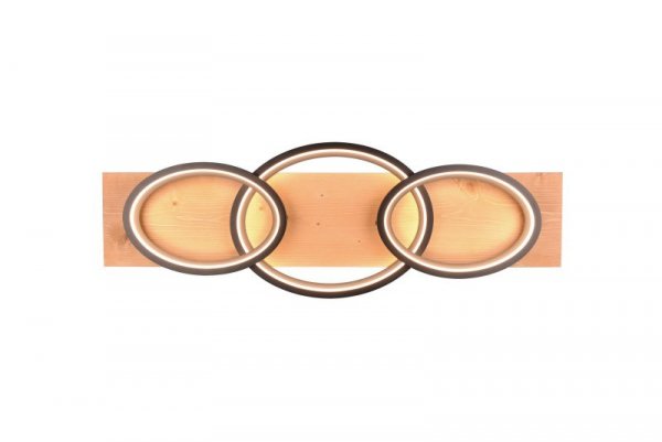LAMPA SUFITOWA PLAFON DREWNIANY LED NOWOCZESNY KOŁA RINGI OBRĘCZE LAMPA CZARNA EKO NATURAL DO SALONU SYPIALNI KUCHNI  BARCA 641110332 TRIO
