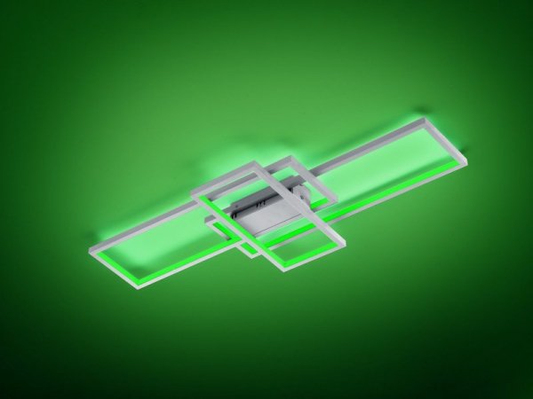 LAMPA SUFITOWA LED SREBRNA KWADRATY PROSTOKĄTY NA PILOTA RGB ZMIANA BARWY ŚWIATŁA ŚCIEMNIALNA  THIAGO 652610307 TRIO