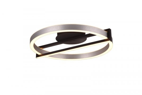 PLAFON LED NOWOCZESNY CZARNY SREBRNY RING NA PILOTA RGB ZMIENNA BARWA ŚWIATŁA ŚCIEMNIALNA DO SALONU SYPIALNI POKOJU THOMPSON 653810305 TRIO
