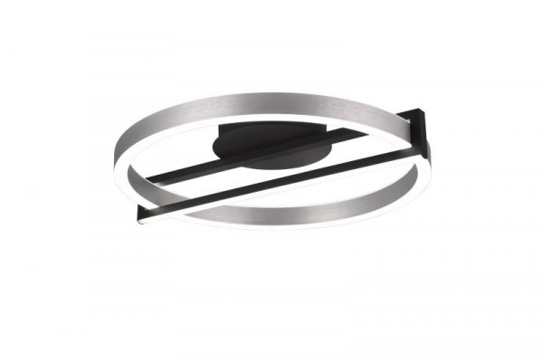 PLAFON LED NOWOCZESNY CZARNY SREBRNY RING NA PILOTA RGB ZMIENNA BARWA ŚWIATŁA ŚCIEMNIALNA DO SALONU SYPIALNI POKOJU THOMPSON 653810305 TRIO